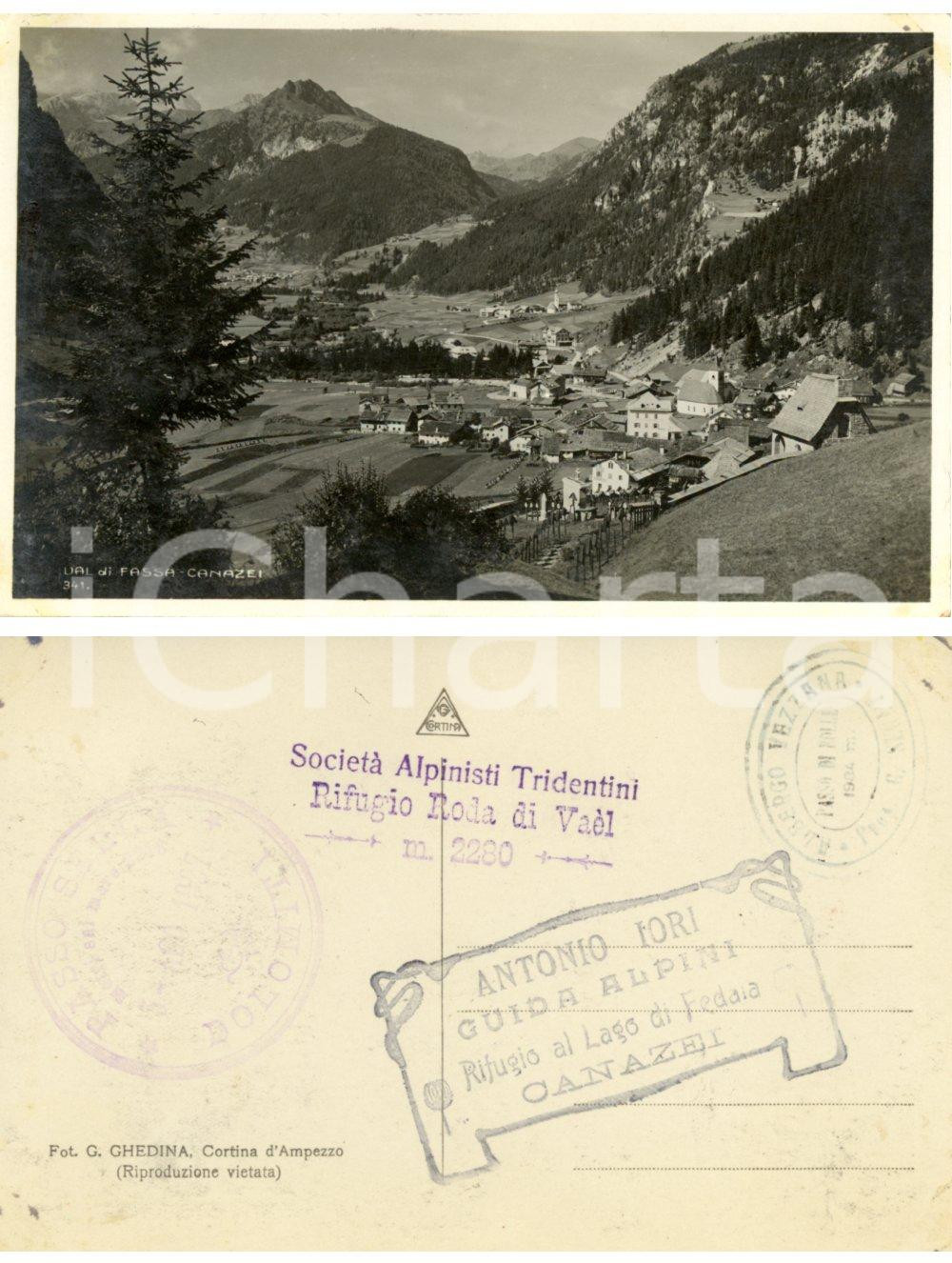 Cartolina originale da collezione 1927 CANAZEI (TN) Veduta del paese e della Val di FASSA *Cartolina postale FP NV 1