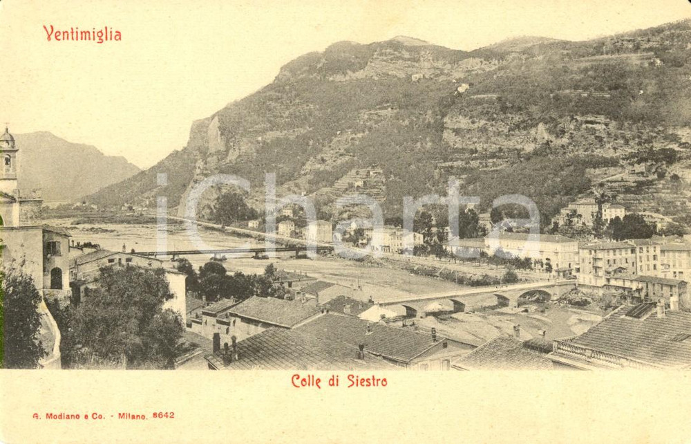 Cartolina originale da collezione 1900 ca VENTIMIGLIA IM Veduta colle di SIESTRO e fiume ROIA Cartolina FP NV 1