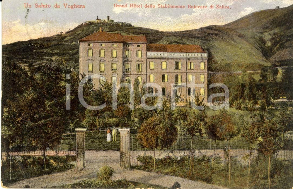 Cartolina originale da collezione 1910 GODIASCO (PV) Grand Hotel Stabilimento Balneare SALICE *Cartolina FP VG 1