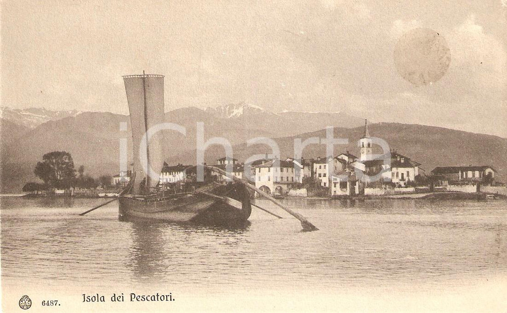 Cartolina originale da collezione 1920 ca STRESA (VB) Isola DEI PESCATORI Lago MAGGIORE con barca *Cartolina FP NV 1