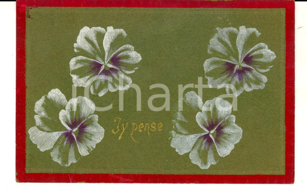 Cartolina originale da collezione 1910 ca FRANCE Cartolina artistica con fiori bianchi a rilievo 1