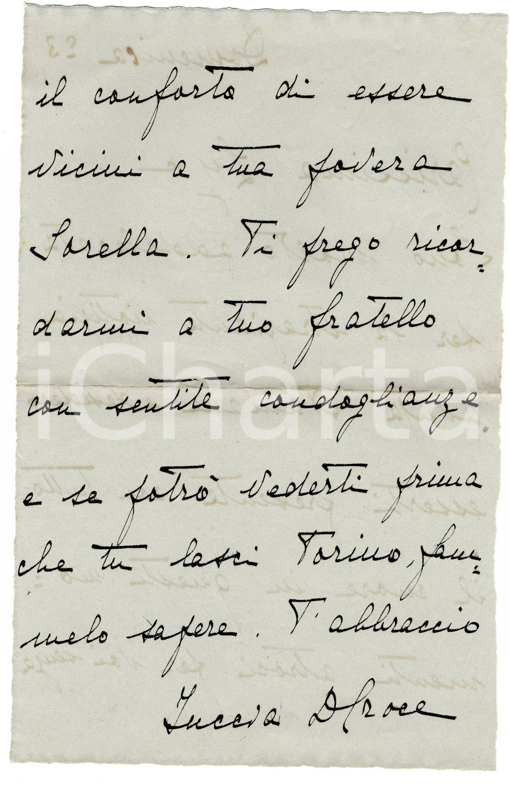 Autografo originale 1929 TORINO Lettera Tuccia DELLA CROCE DI DOJOLA  Autografo 1