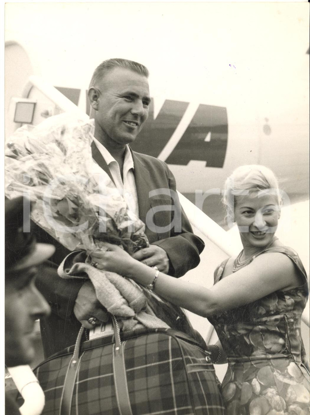 1958 MILANO MALPENSA Arrivo pilota Jimmy BRYAN per 500 Miglia - Foto 13x18 cm