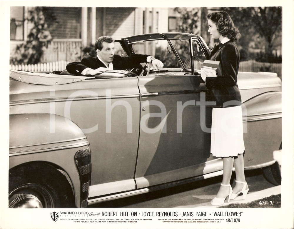 Fotografia d epoca originale 1948 WALLFLOWER Joyce REYNOLDS sale sull auto di Robert HUTTON Foto di scena 1