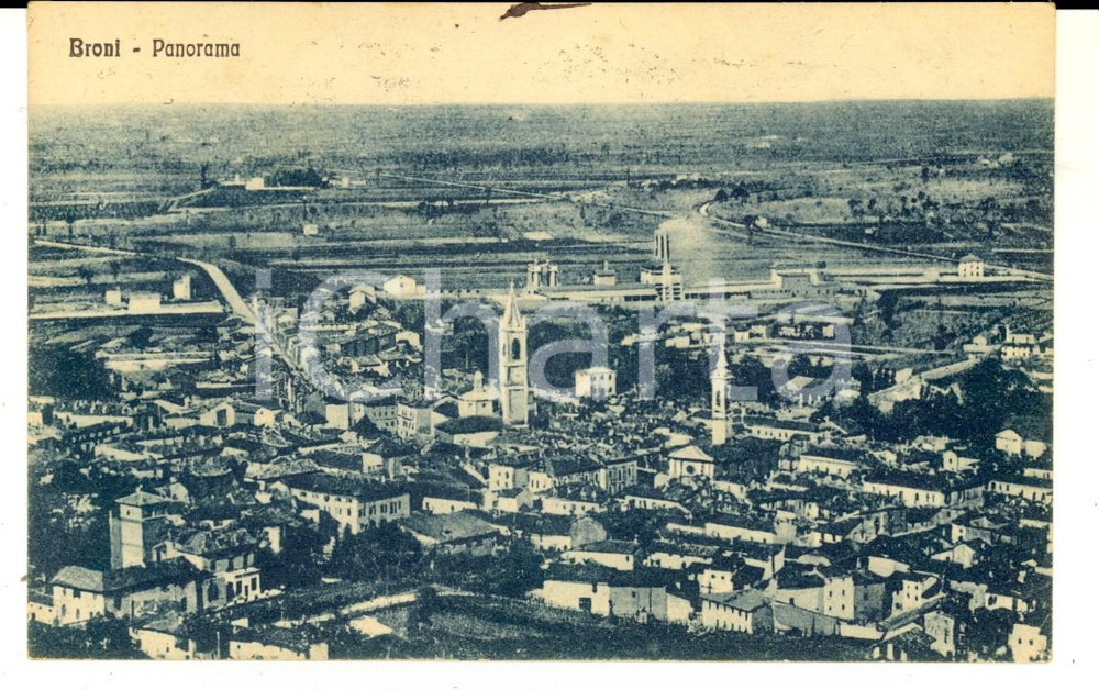 Cartolina originale da collezione 1933 BRONI PV Panorama del paese Cartolina postale FP VG 1