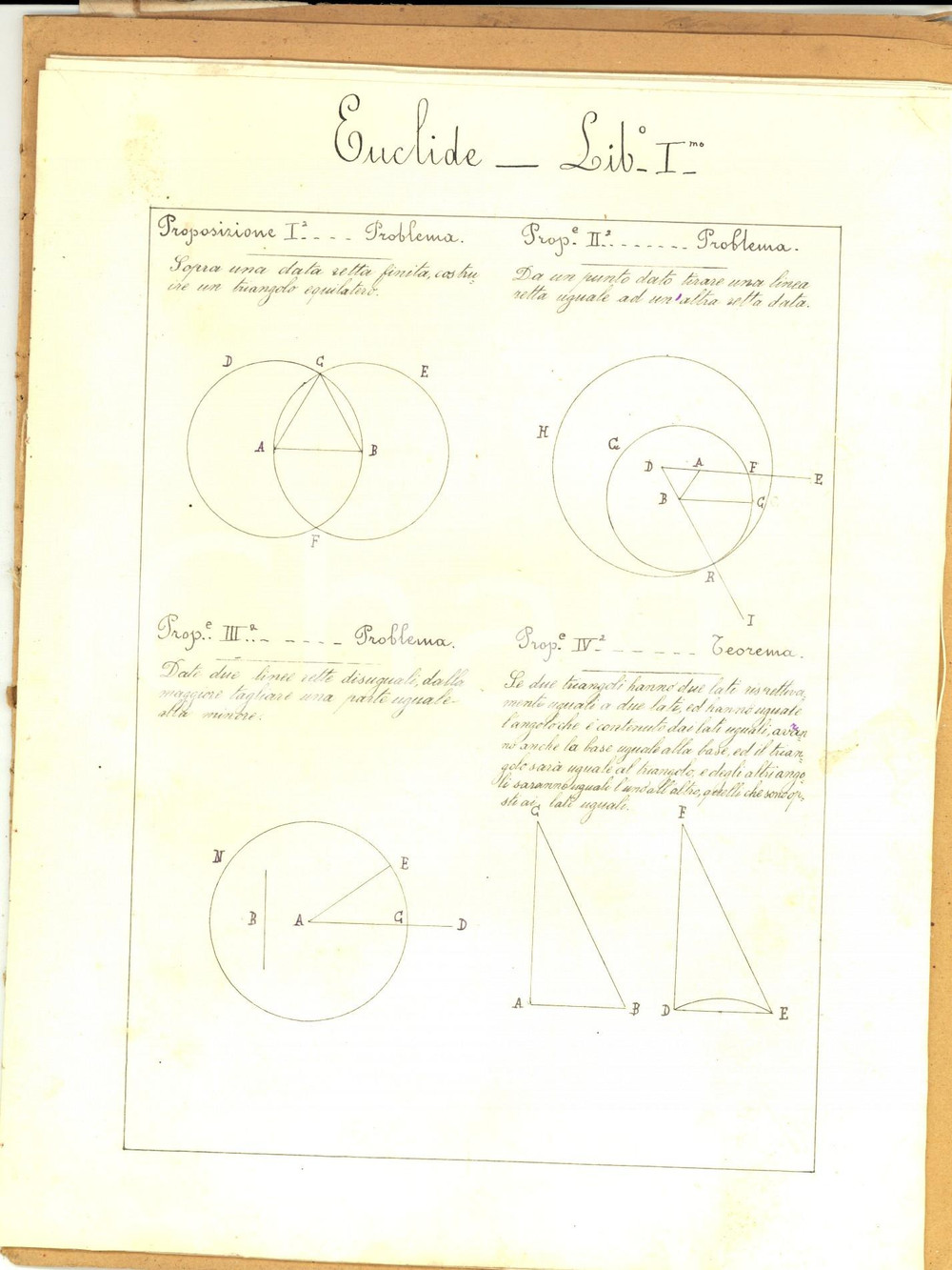 Oggetto da collezione cartaceo 1885 ENRICO IMPERI Quaderno di geometria euclidea DISEGNI A MANO 20 pp. 1