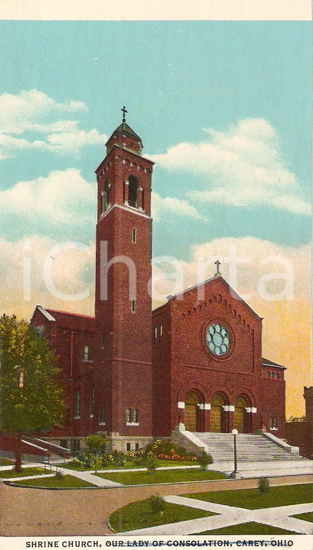 Cartolina originale da collezione 1965 ca CAREY, OHIO (USA) Basilica Shrine of our Lady of Consolation *Cartolina 1
