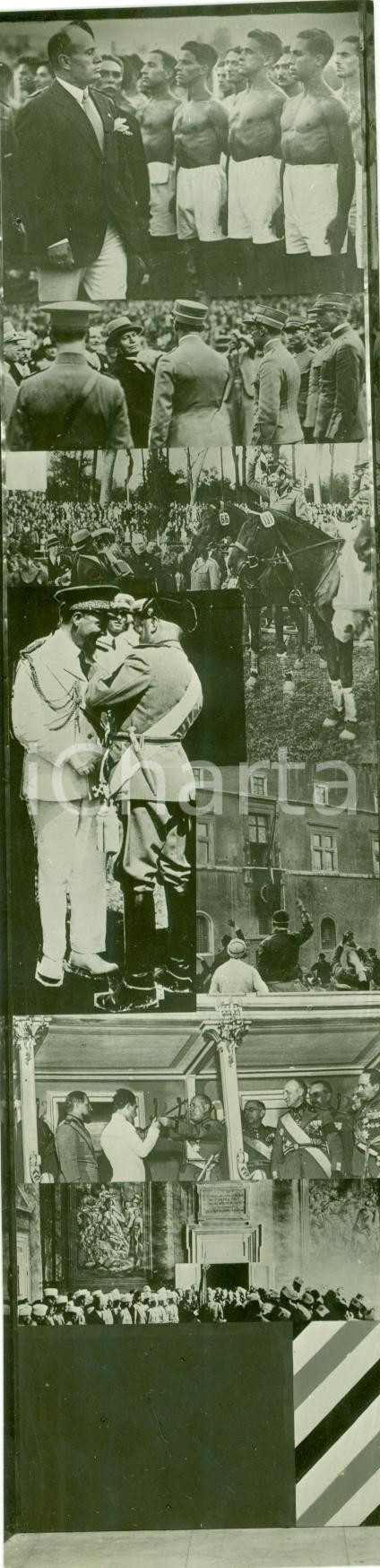 Fotografia d epoca originale 1935 ROMA Benito MUSSOLINI con volontari AFRICA ORIENTALE Composiz. fotografica 1