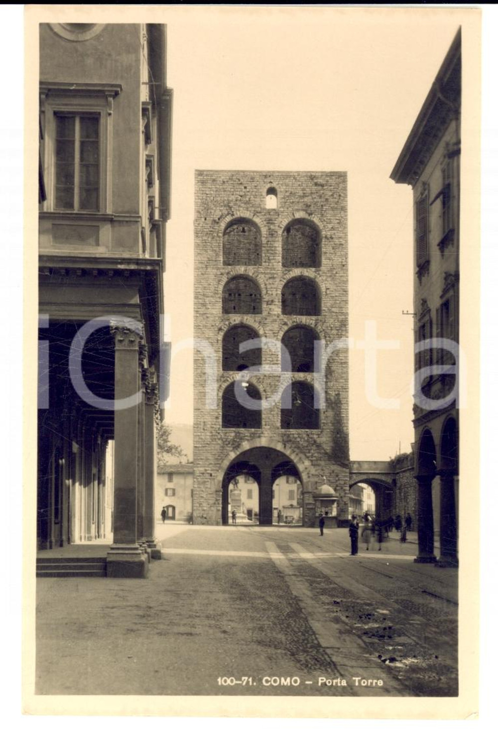 Cartolina originale da collezione 1938 COMO Veduta di PORTA TORRE *Cartolina ANIMATA FP NV 1
