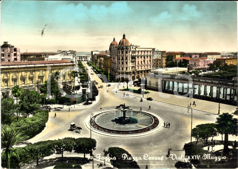 Cartolina originale da collezione 1958 FOGGIA Veduta di piazza CAVOUR  FG VG 1