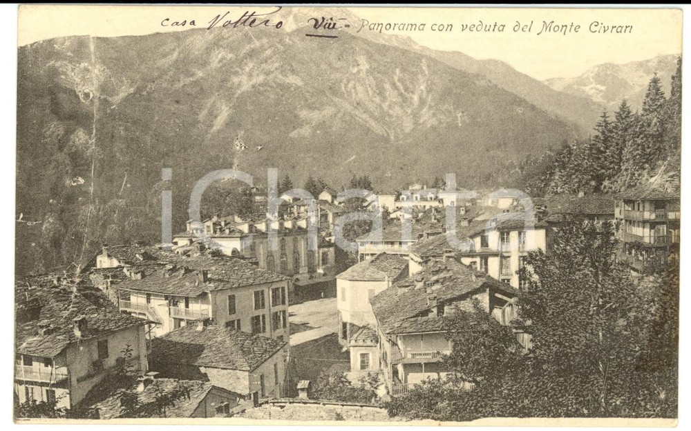 Autografo originale 1916 VIU' (TO) Veduta monte CIVRAN e casa VOTTERO *Cartolina FP VG 1