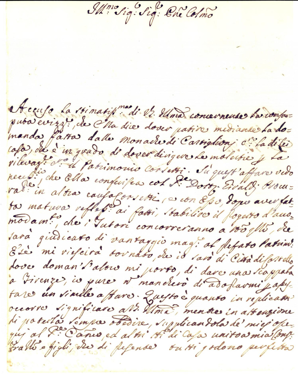 Manoscritto, lettera originale 1765 POPPI AR Giovanni Battista RANUZZI su rilevazione patrimonio CORSETTI 1