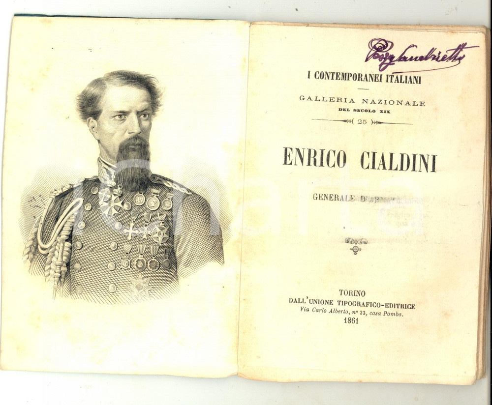 Libro, pubblicazione d epoca 1861 CONTEMPORANEI ITALIANI Enrico CIALDINI Generale d armata UTET TORINO 1