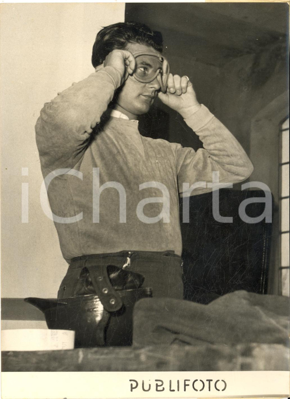 1955 BRESCIA AUTOMOBILISMO Hans HERRMANN prova la MERCEDES per la MILLE MIGLIA