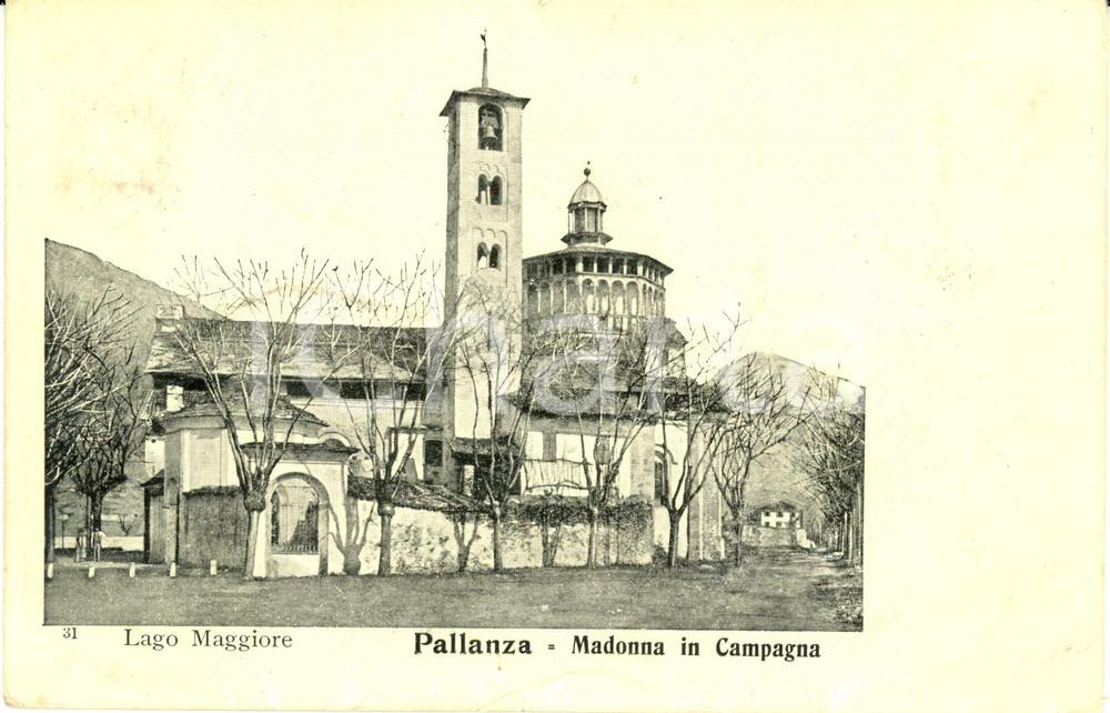 Cartolina originale da collezione 1900 ca PALLANZA VB LAGO MAGGIORE Chiesa MADONNA CAMPAGNA  FP NV DANNEGGIATA 1