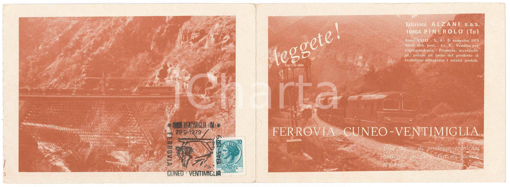 1979 Gianfranco SCHIAVAZZI Ferrovia CUNEO-VENTIMIGLIA - Pieghevole pubblicitario