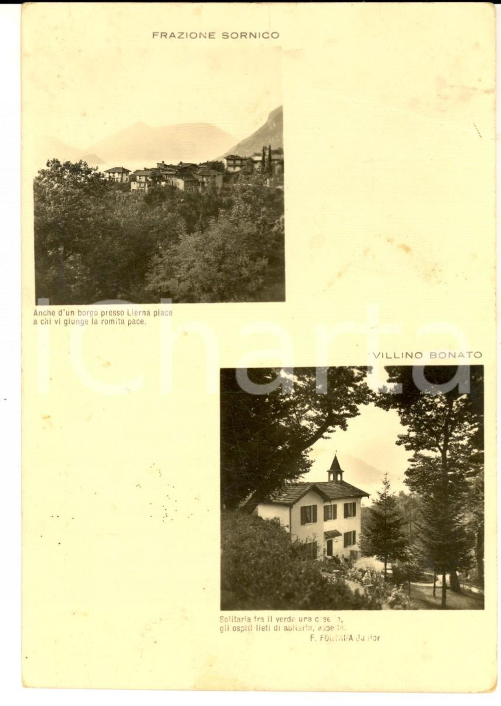 Cartolina originale da collezione 1942 LIERNA / SORNICO CO Vedutine con villino BONATO Cartolina FG VG 1