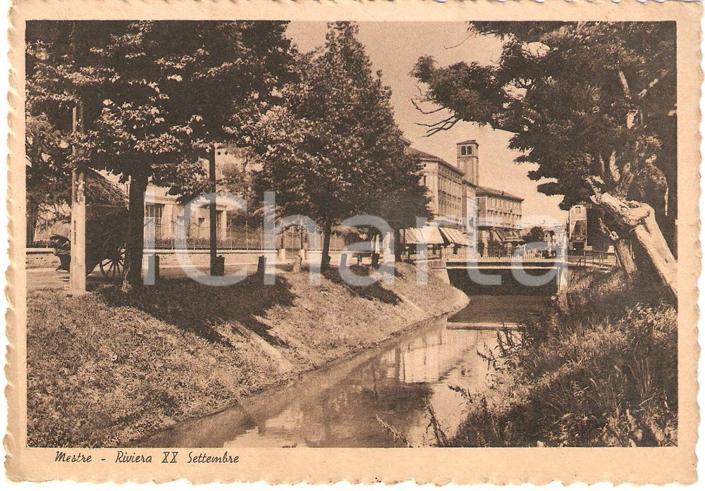Cartolina originale da collezione 1941 MESTRE VE RIVIERA XX SETTEMBRE Animazione con carretto CARTOLINA FG VG 1