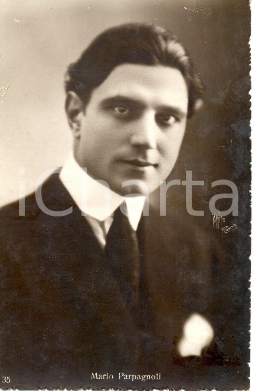 Cartolina originale da collezione 1920 ca CINEMA Mario PARPAGNOLI Ritratto fotografico attore Cartolina FP NV 1