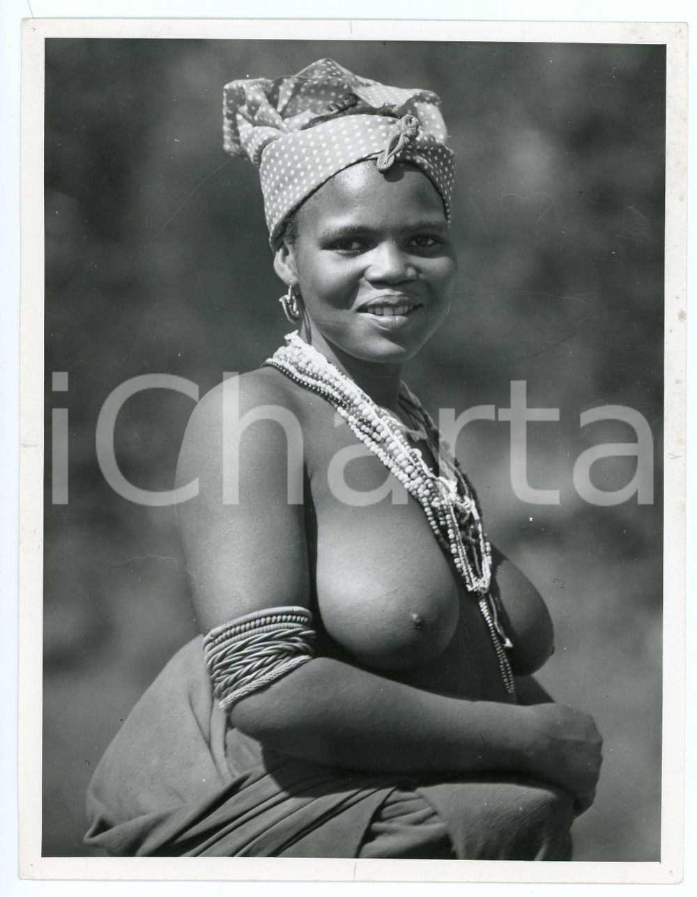 Fotografia d epoca originale 1960 ca CAPE PROVINCE SOUTH AFRICA Young woman halfnaked  Photo 17x22 cm 1