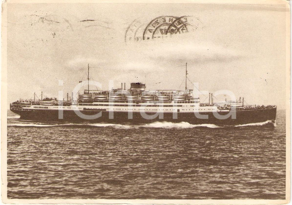 Cartolina originale da collezione 1958 MARINA MERCANTILE GENOVA Transatlantico SATURNIA Società navigazione ITALIA 1