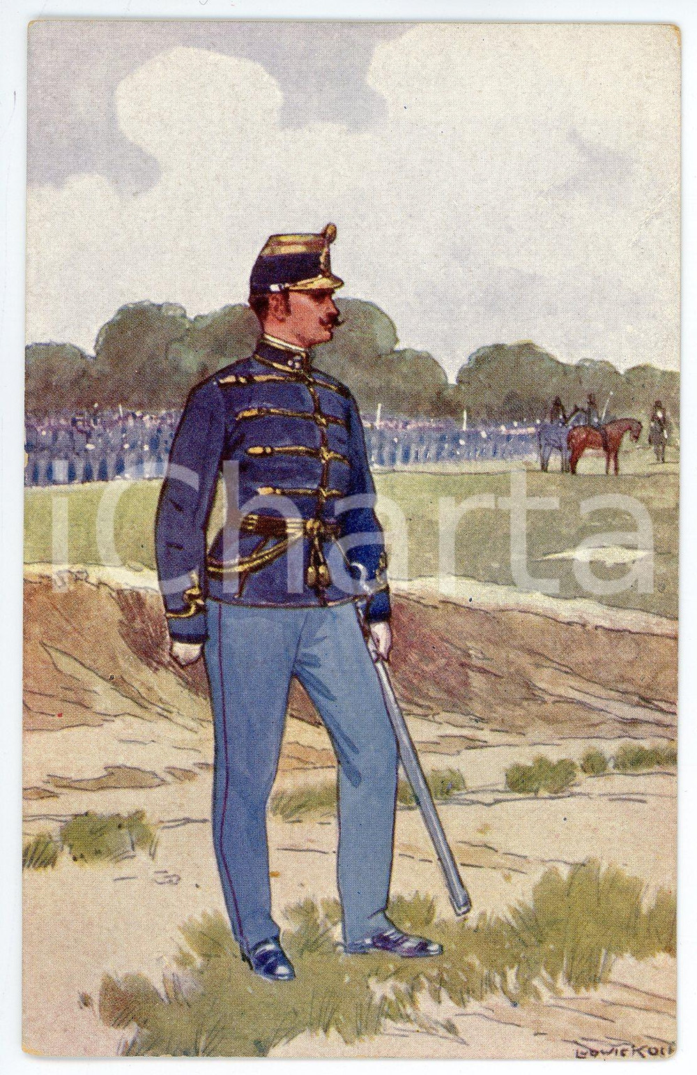 1900 ca Artist Ludwig KOCH - Austro-Hungarian Army - Infantry (2) - Postcard  Cartolina postale d'epoca, non viaggiata.CONDIZIONI: GFORMATO: FP    originale e autentica 1