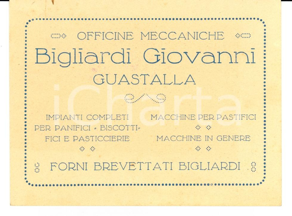 Cartolina originale da collezione 1910 GUASTALLA (RE) Officine meccaniche GIOVANNI BIGLIARDI *Biglietto 1