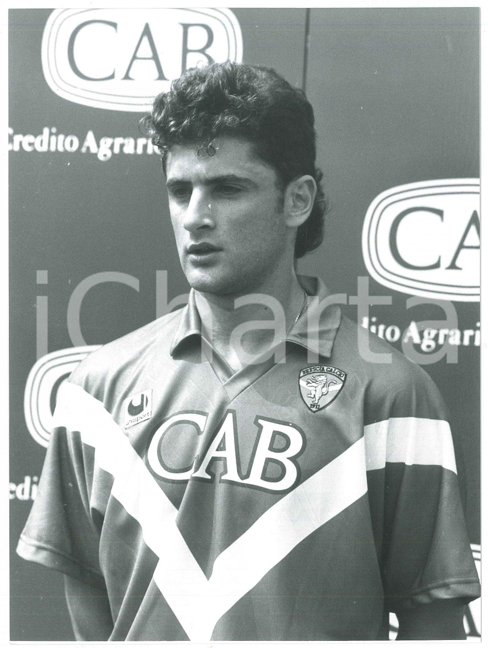Fotografia d epoca originale 1992 BRESCIA CALCIO Salvatore GIUNTA Ritratto del calciatore  Foto 18x23 cm 1