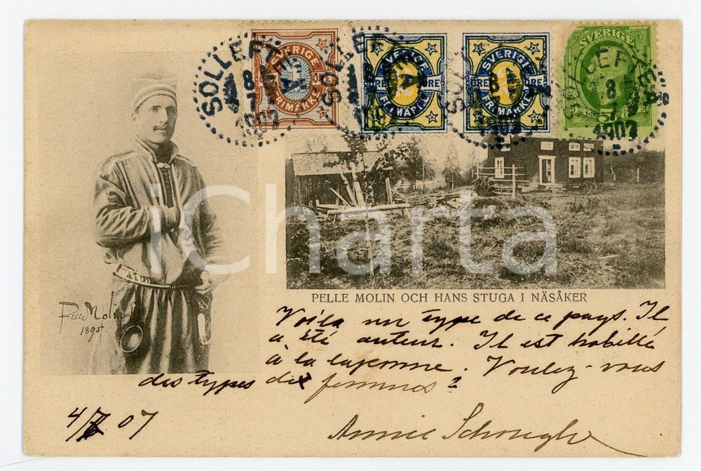 1903 NASAKER (SWEDEN) Pelle MOLIN and his cottage - Postcard FP VG  Cartolina d'epoca, viaggiata.CONDIZIONI: FFORMATO: FP    originale e autentica 1