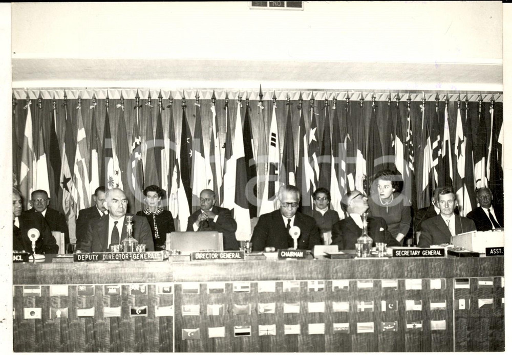 Fotografia d epoca originale 1959 ROMA Binay Ranjan SEN presiede la Conferenza Generale della FAO Foto 1