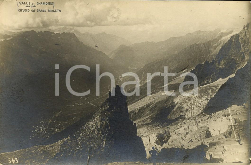 Cartolina originale da collezione 1910 ca CHAMONIX-MONT-BLANC (FR) Rifugio GRAND MULTS e vallata *Cartolina FP NV 1
