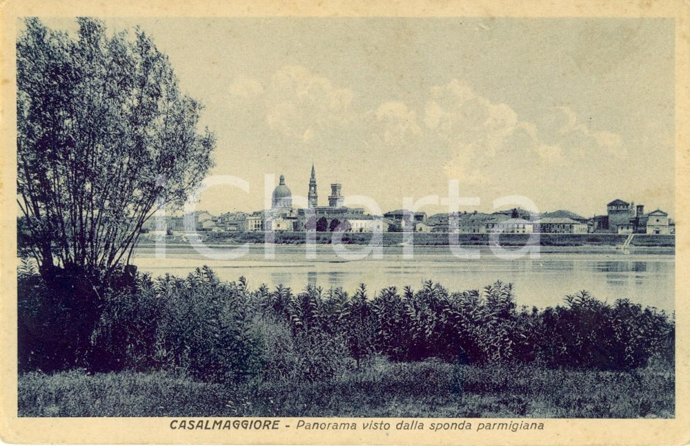 Cartolina originale da collezione 1930 ca CASALMAGGIORE CR Veduta del paese e del PO Cartolina postale FP NV 1