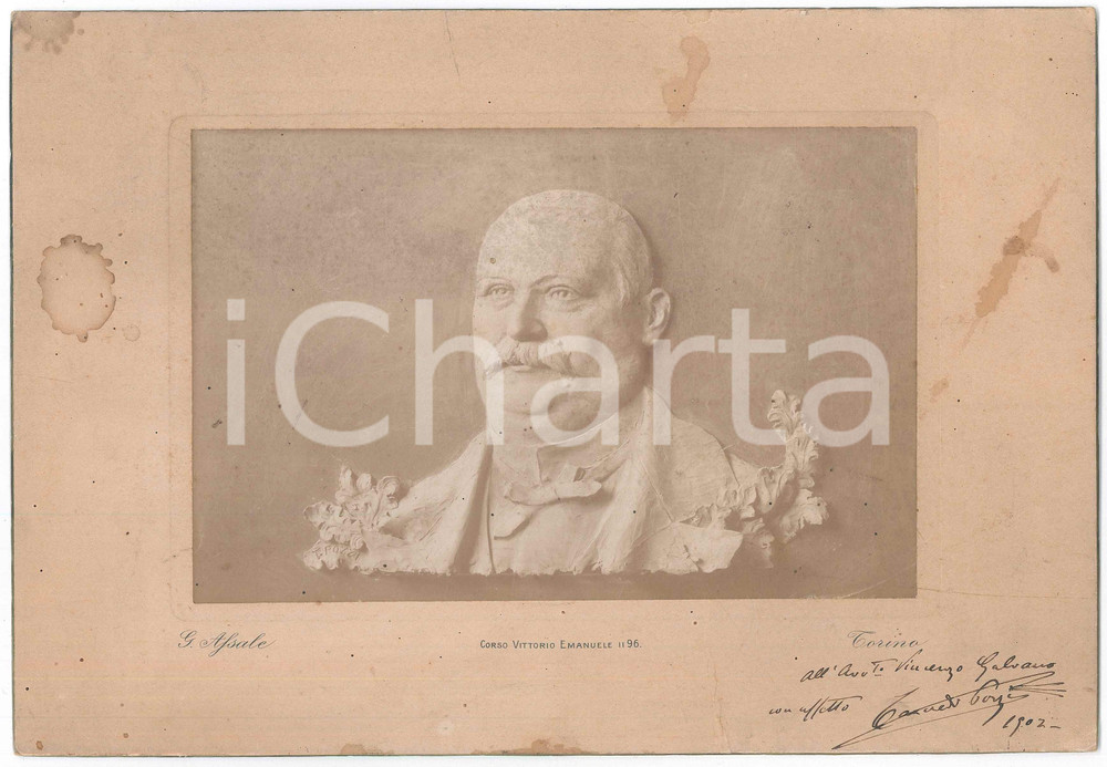 Autografo originale 1902 TORINO Scultore Tancredi POZZI  Foto bozzetto con AUTOGRAFO 29x20 cm 1