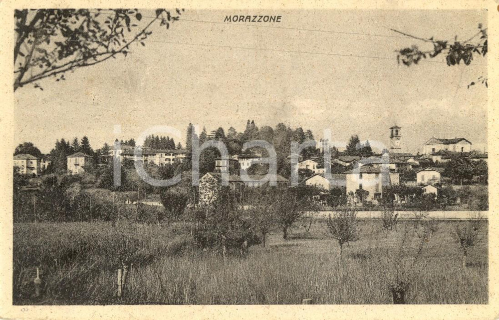Cartolina originale da collezione 1942 MORAZZONE VA Veduta del paese con frutteti Cartolina FP VG 1
