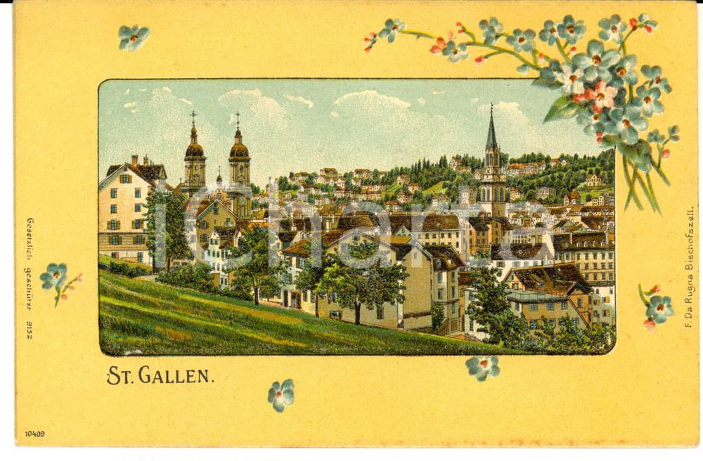 Cartolina originale da collezione 1900 ca SAN GALLO CH Veduta panoramica Cartolina ILLUSTRATA FP NV 1