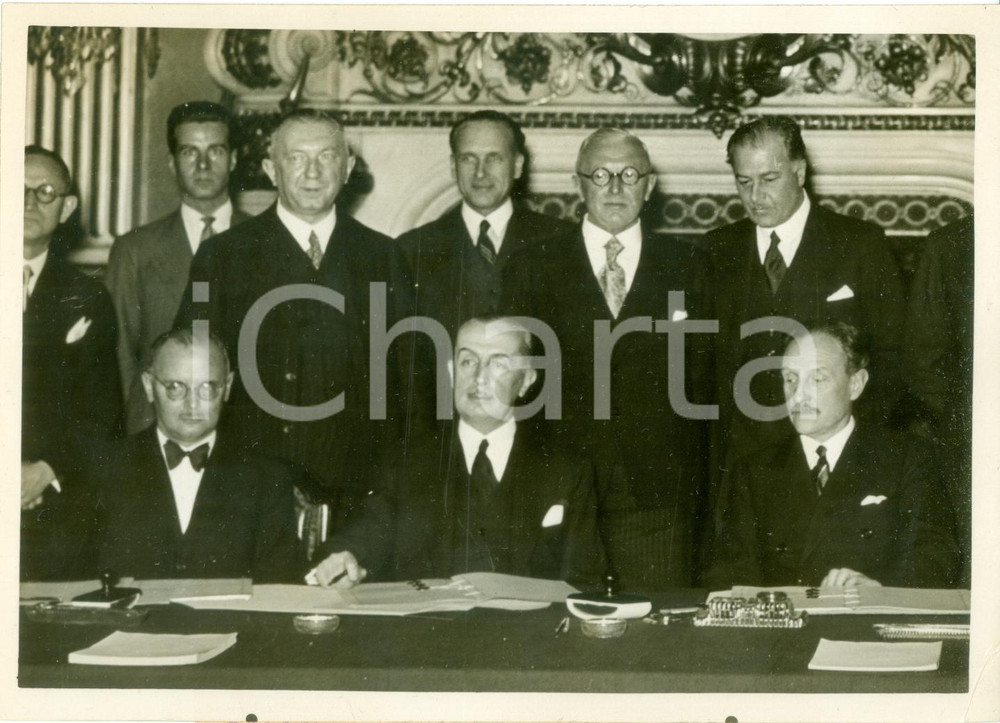 Fotografia d epoca originale 1937 PARIS Johannes VON WELCZECK Camille CHAUTEMPS dichiarazione francotedesca 1