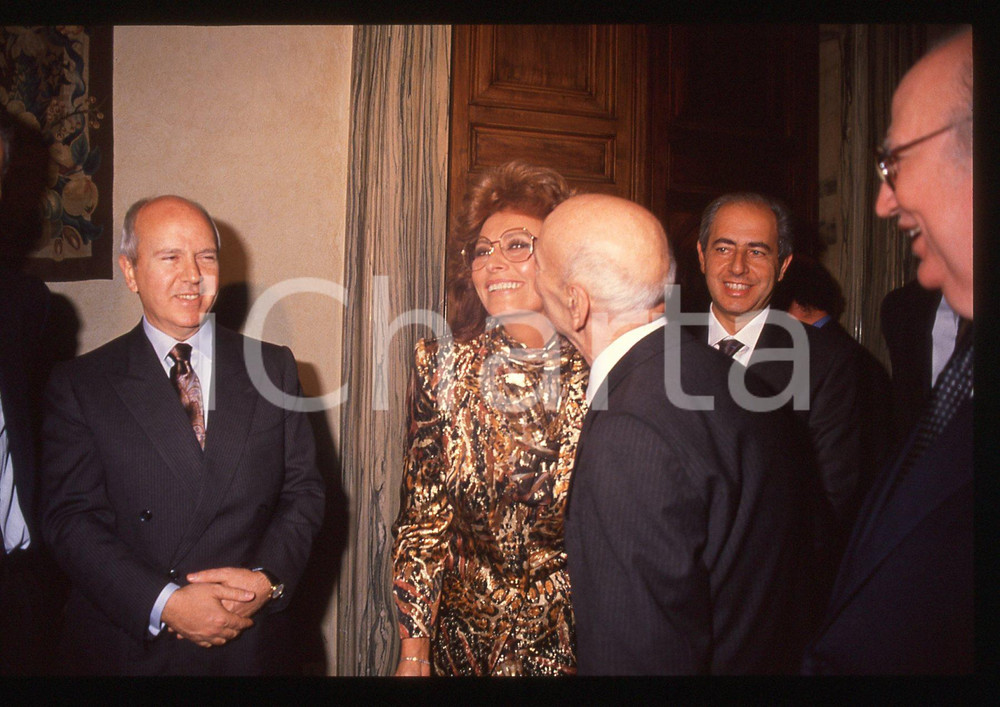 35mm vintage slide* 1990 ca ROMA Sophia LOREN Gian Carlo PAJETTA - Ritratto (1)