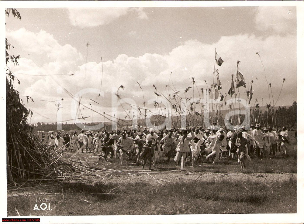 Fotografia d epoca originale 1939 ADDIS ABEBA ETIOPIA AOI Rito del DamerÃ  alla vigilia del MASCAL Foto 1