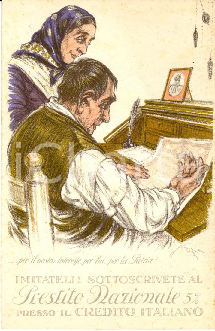 Cartolina originale da collezione 1917 ca WW1 CREDITO ITALIANO Sottoscrivete Prestito nazionale 5% Ill. A. MAZZA 1