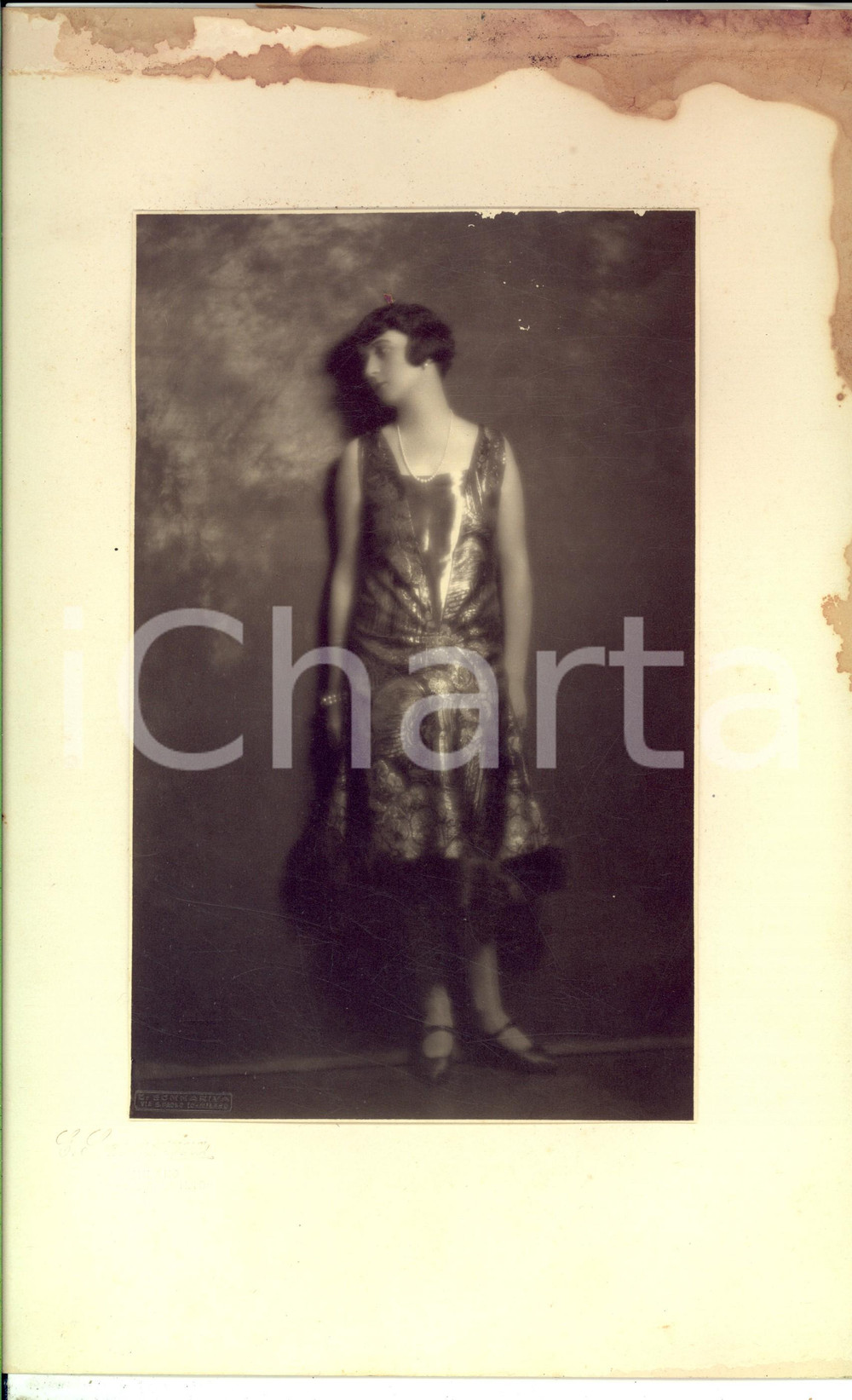 Fotografia d'epoca originale 1920 ca MILANO Ritratto di donna in abito elegante *Foto SOMMARIVA 22x35 1