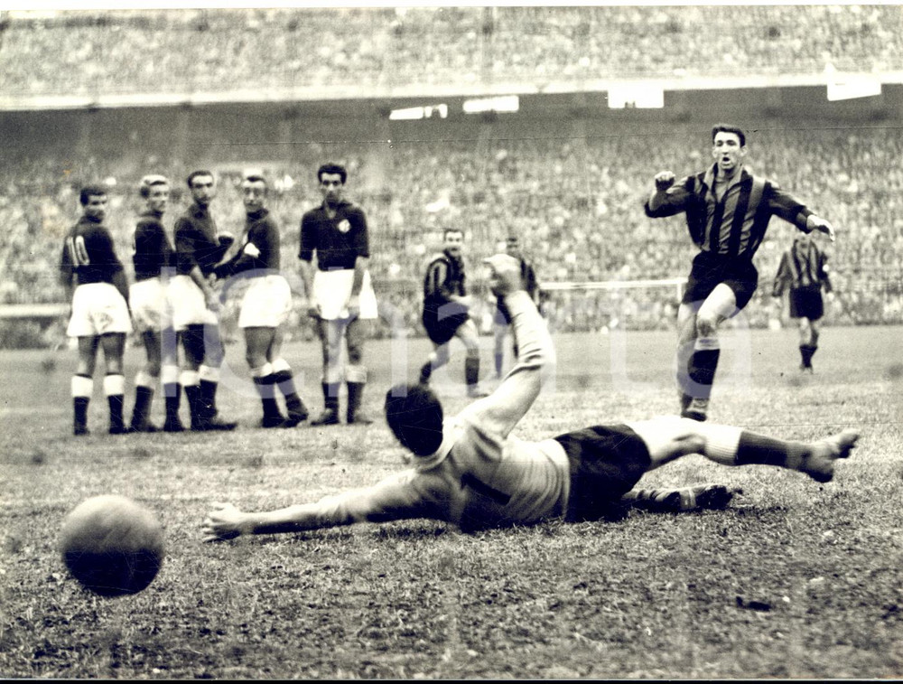 1959 CALCIO SERIE A INTER-FIORENTINA 2-0 Goal di Enea MASIERO - Foto 18x13 cm