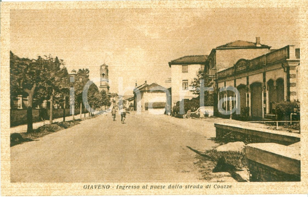 Cartolina originale da collezione 1935 ca GIAVENO TO Ingresso paese da strada di COAZZE Animata FP NV 1
