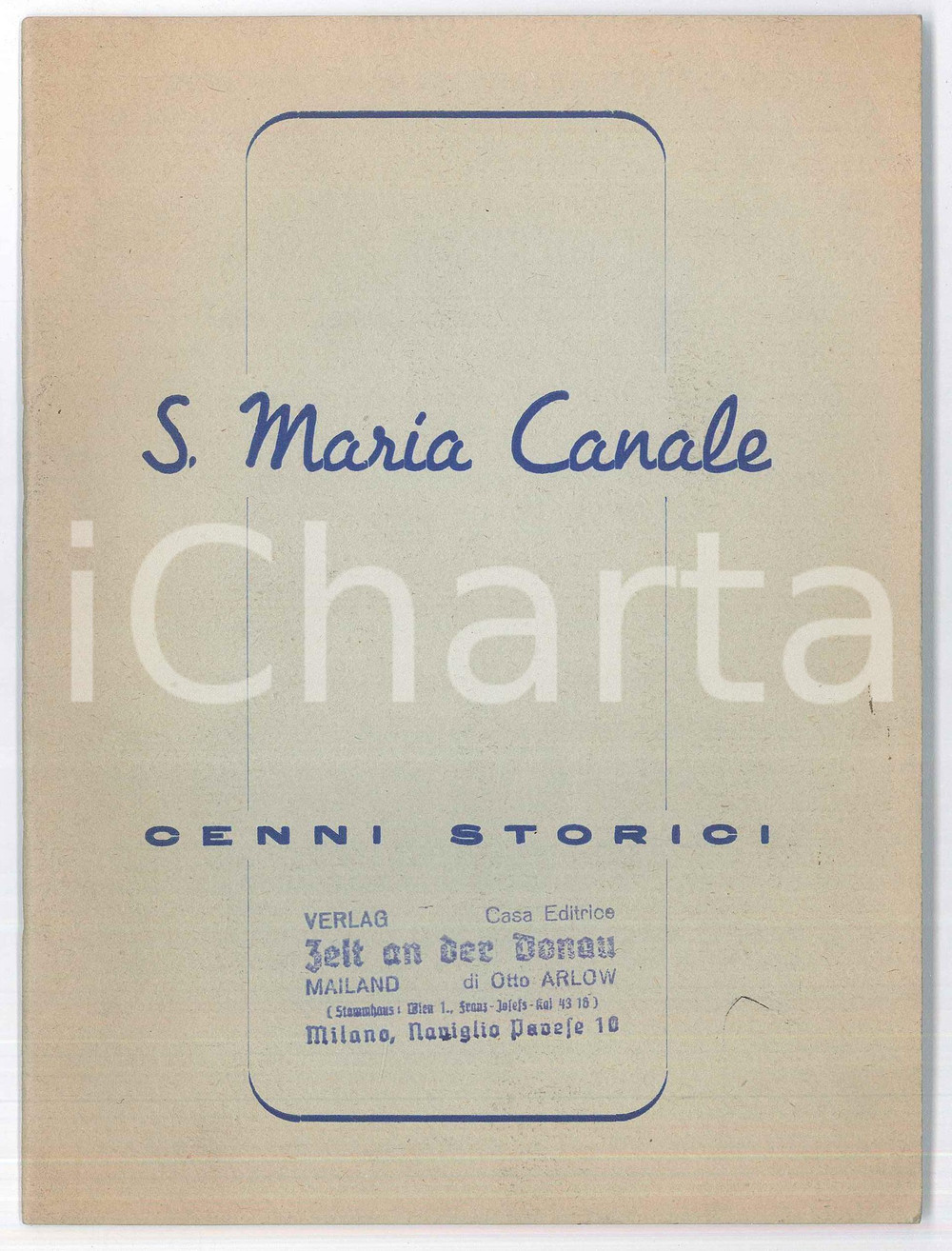 Libro, pubblicazione d epoca 1958 TORTONA Don Ugo PERFUMO Santa Maria Canale  Cenni storici  Pubblicazione 1