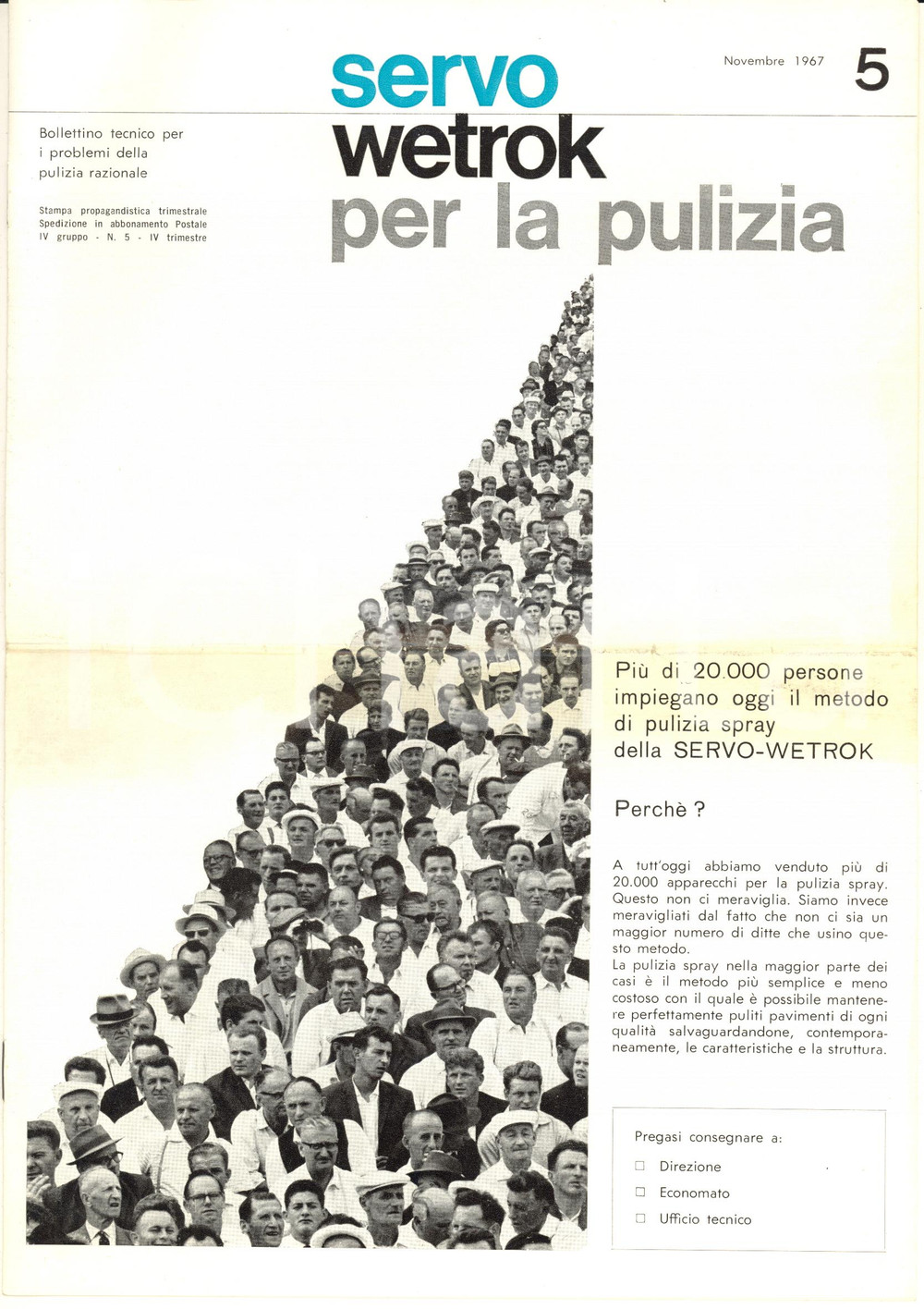Giornale, rivista storica 1967 SERVO WETROK  Pulizia spray razionale Bollettino nÂ° 5 ILLUSTRATO 1