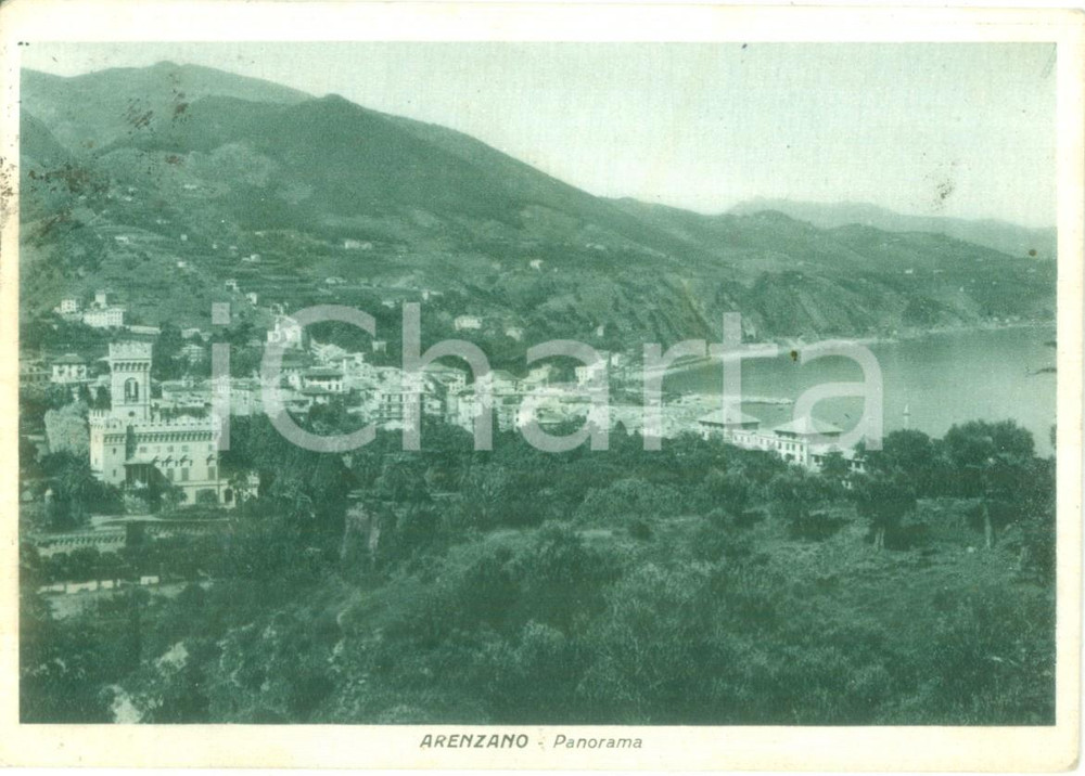 Cartolina originale da collezione 1947 ARENZANO GE Panorama del paese con il golfo Cartolina FG VG 1