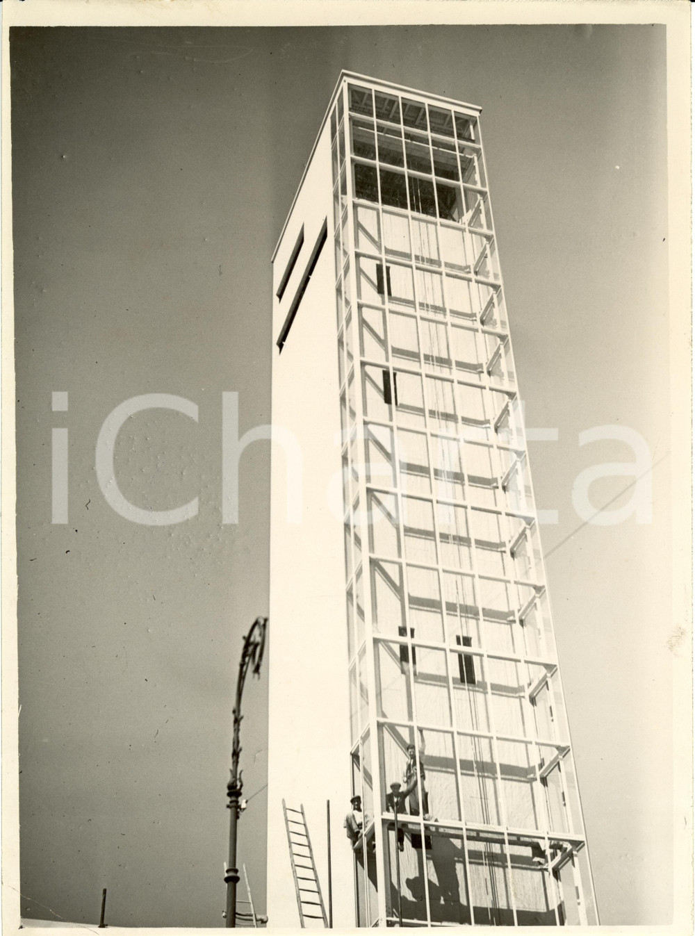 Fotografia d epoca originale 1935 MILANO Fiera Campionaria  Costruzione torre padiglione SNIA VISCOSA Foto 1