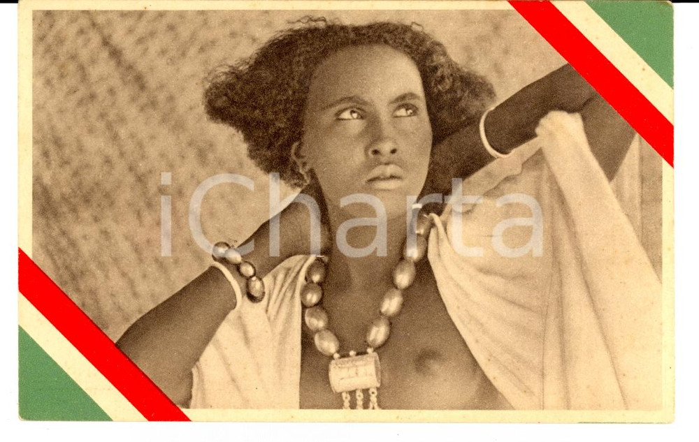 Cartolina originale da collezione 1930 ca AOI Bellezza somala in costume Cartolina ETHNIC NUDE FP NV 1