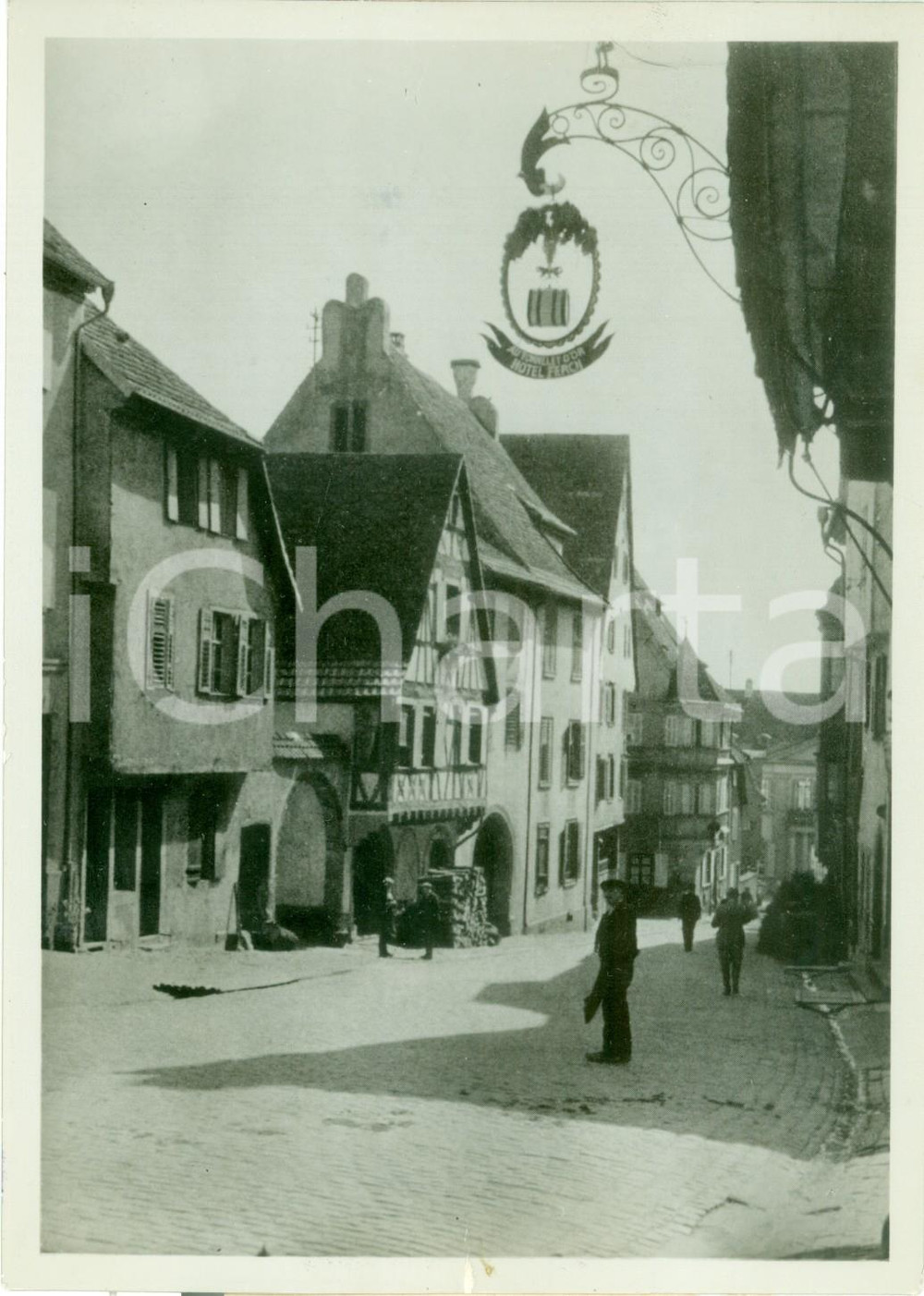 Fotografia d epoca originale 1939 RIQUEWIHR FRANCE Hotel FERCH Au tonnelet d or Fotografia 1