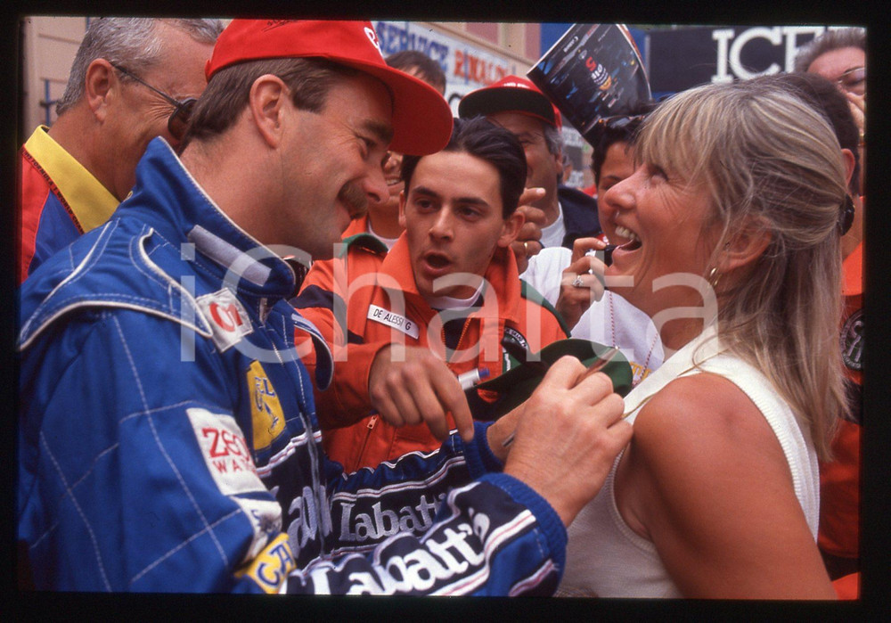 35mm vintage slide* 1990ca FORMULA1 Nigel MANSELL scuderia WILLIAMS - Autografo