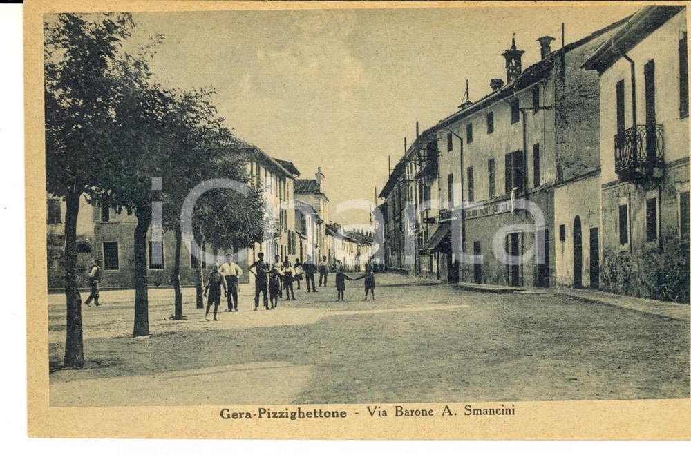 Cartolina originale da collezione 1930 ca GERA/ PIZZIGHETTONE CR Via Barone A. SMANCINI Cartolina ANIMATA 1